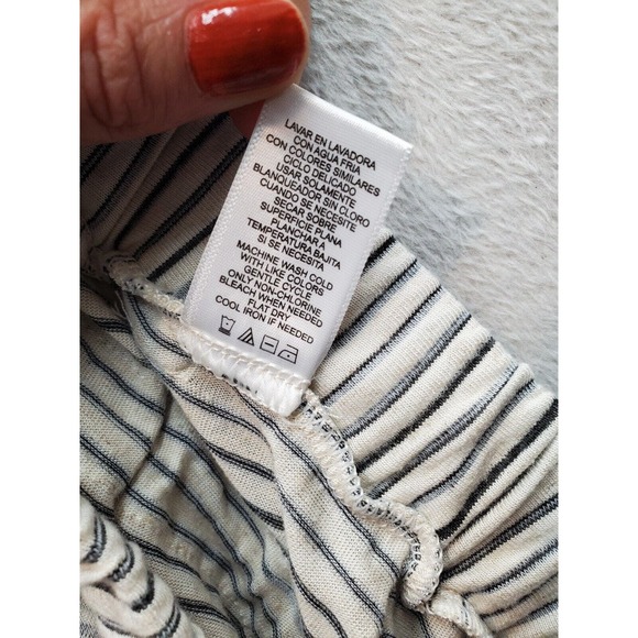 Derek Lam Shorts Women's Small Tan Striped Rayon Pocket Elastic Waist Drawstring - Picture 8 of 8